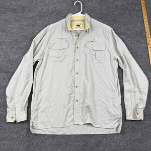 Dakota Grizzly Mens Large Long Sleeve Fishing Shirt Ventilated Gray Button Up